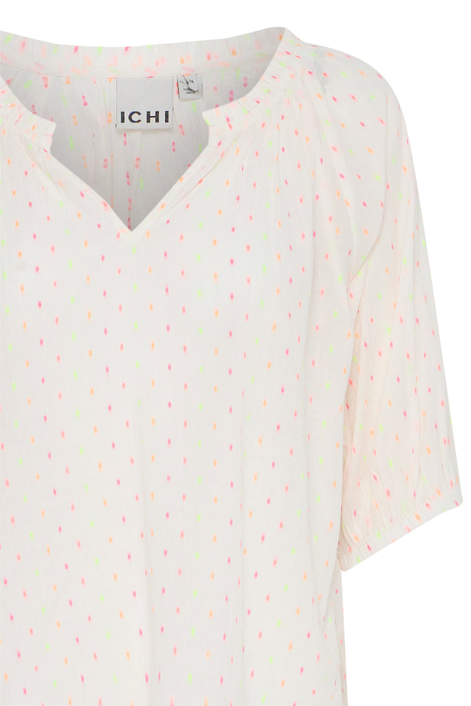 ICHI Fivola Short Sleeved Blouse Birch