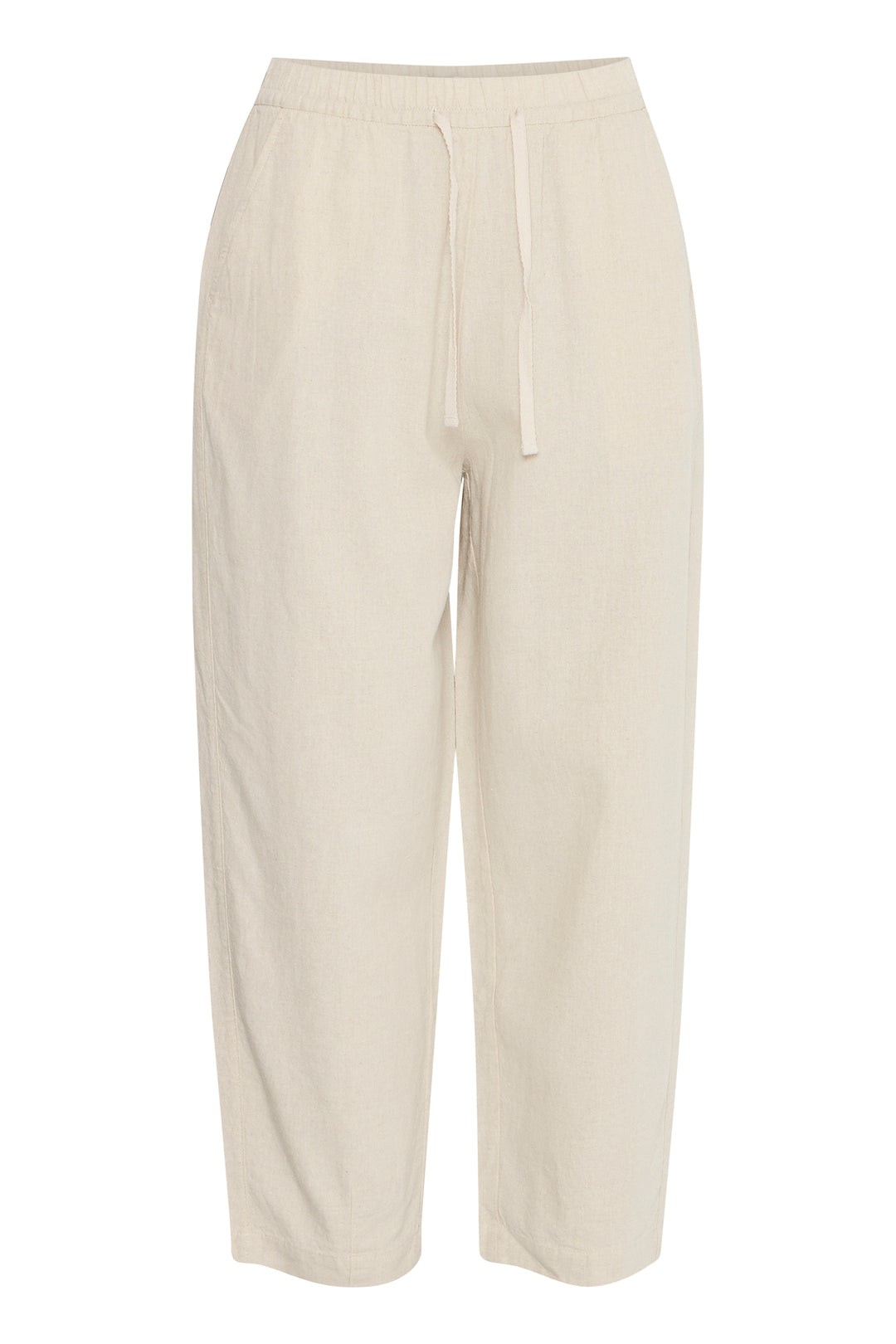 ICHI- IHLINNO Barrel Leg Trousers- Natural Ecru