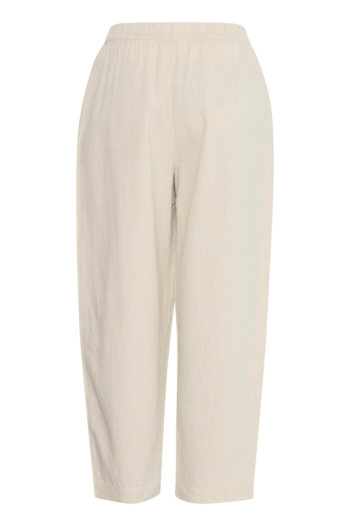 ICHI- IHLINNO Barrel Leg Trousers- Natural Ecru