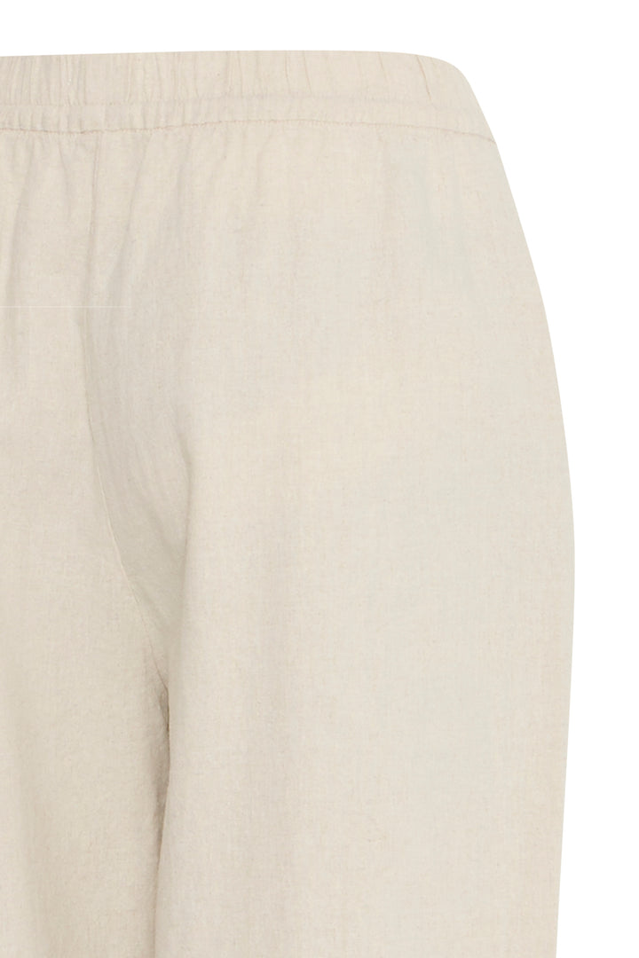 ICHI- IHLINNO Barrel Leg Trousers- Natural Ecru