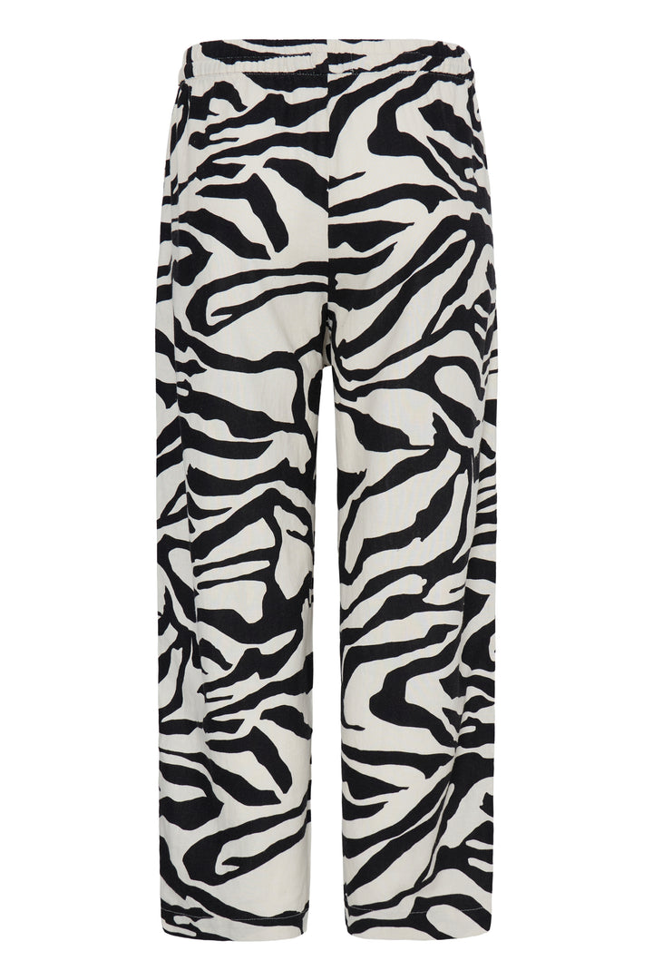 ICHI IHLINNO Barrel Trousers- Graphic Animal