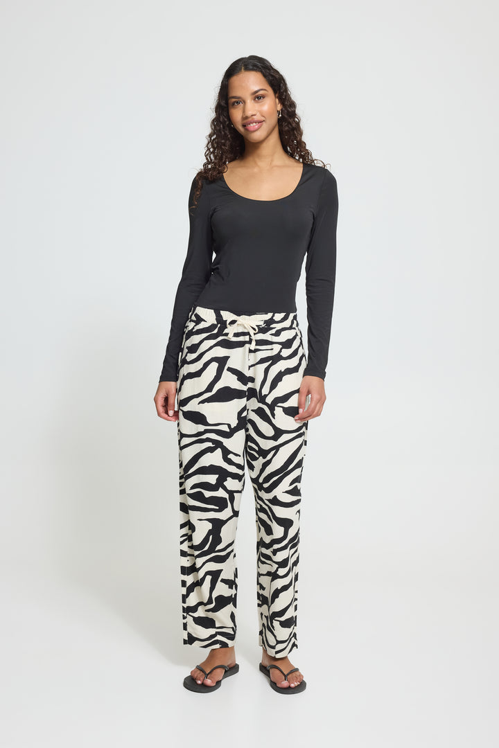ICHI IHLINNO Barrel Trousers- Graphic Animal