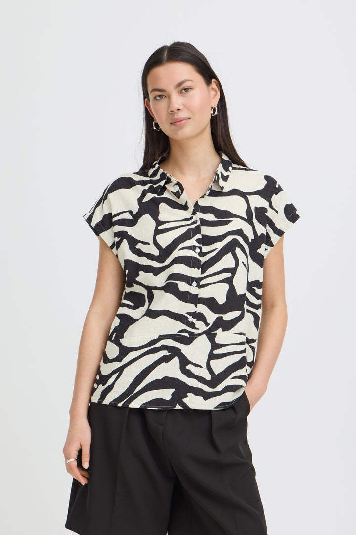 IHLINNO Short Sleeve Blouse- Graphic Animal