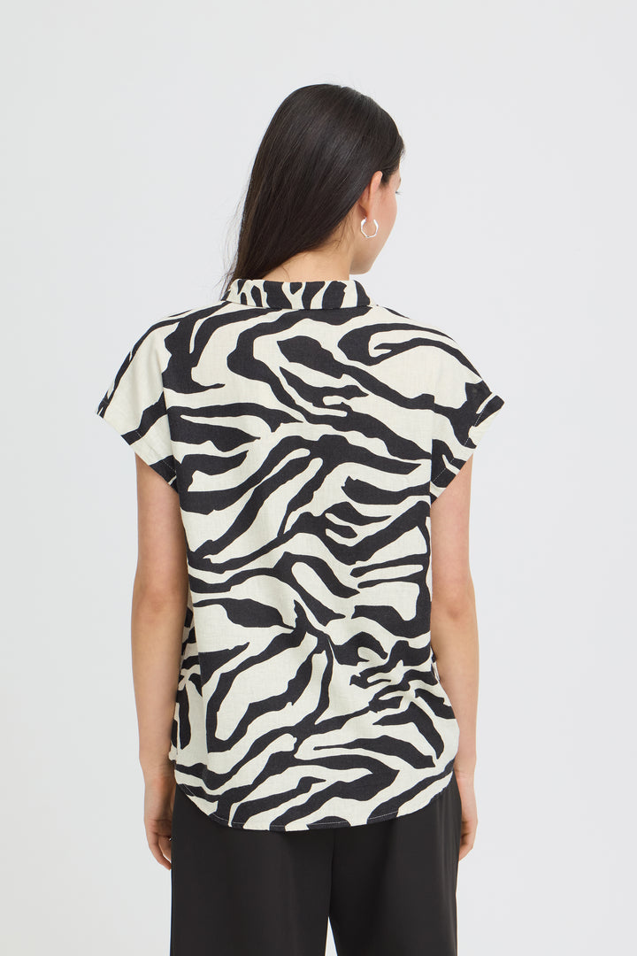 IHLINNO Short Sleeve Blouse- Graphic Animal