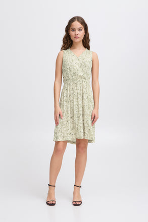 Ichi Marrakech Tie back Dress-Tea Dottet Flower