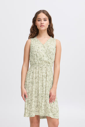 Ichi Marrakech Tie back Dress-Tea Dottet Flower