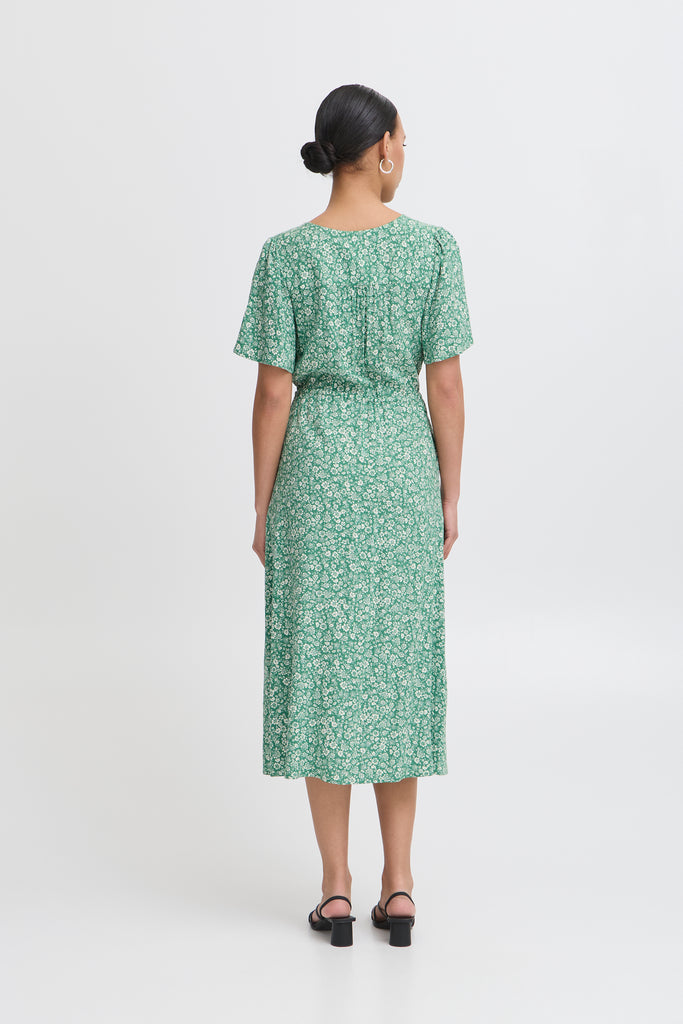 Ichi Vera Dress-Pine Green Flowers
