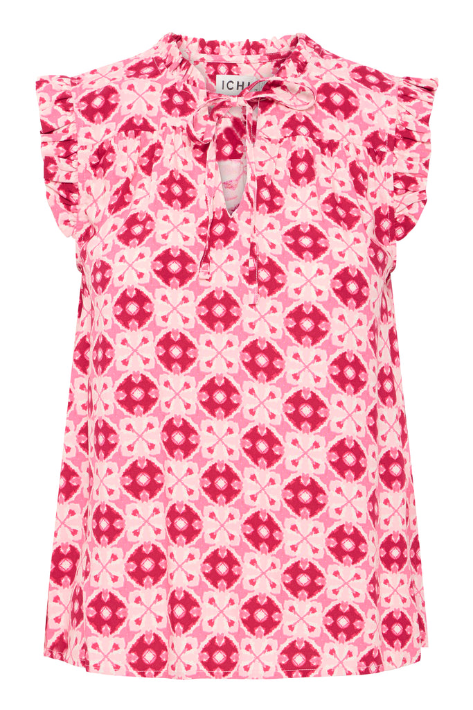 Ichi Vera Top- Bright Rose IKat