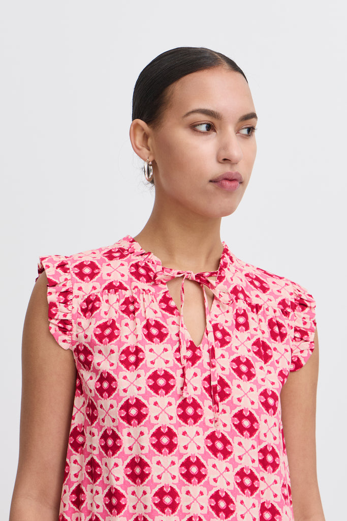 Ichi Vera Top- Bright Rose IKat