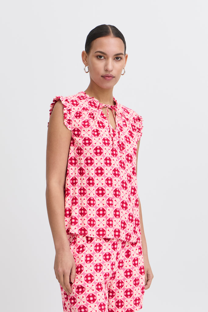 Ichi Vera Top- Bright Rose IKat