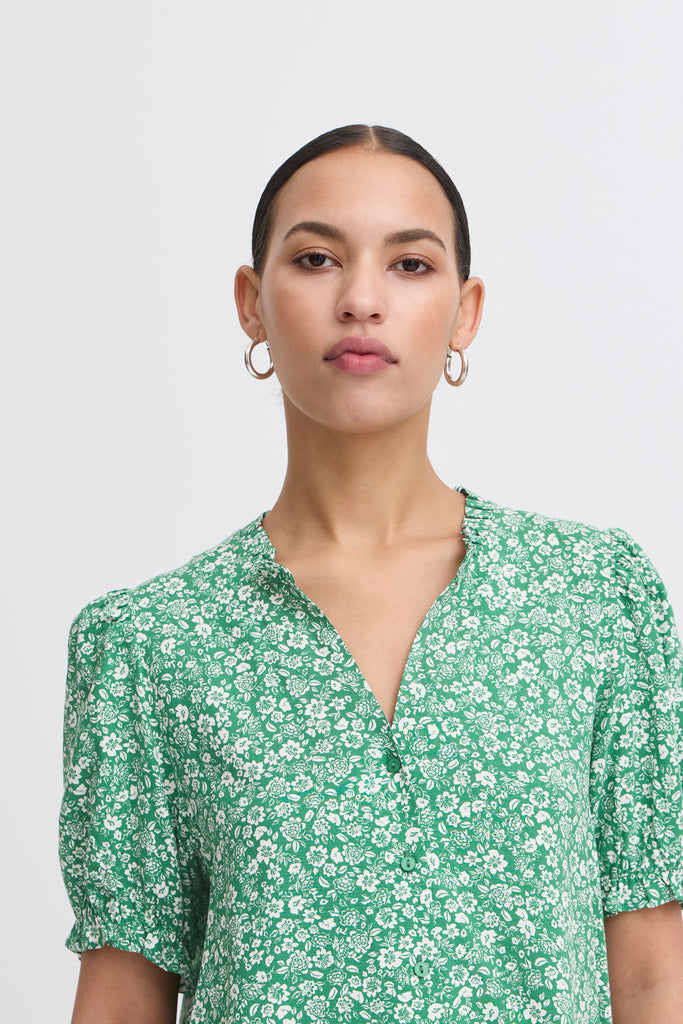 Ichi Vera Shirt- Pine green flower