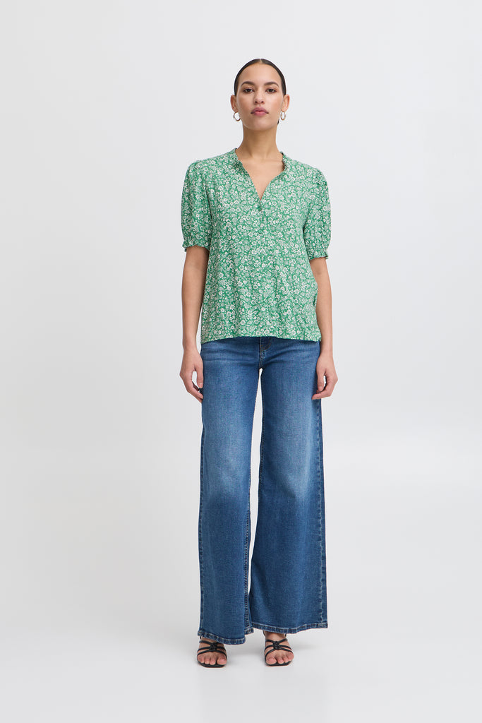 Ichi Vera Shirt- Pine green flower
