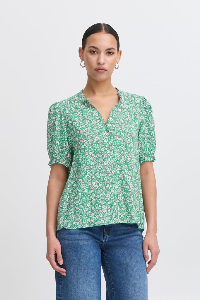 Ichi Vera Shirt- Pine green flower