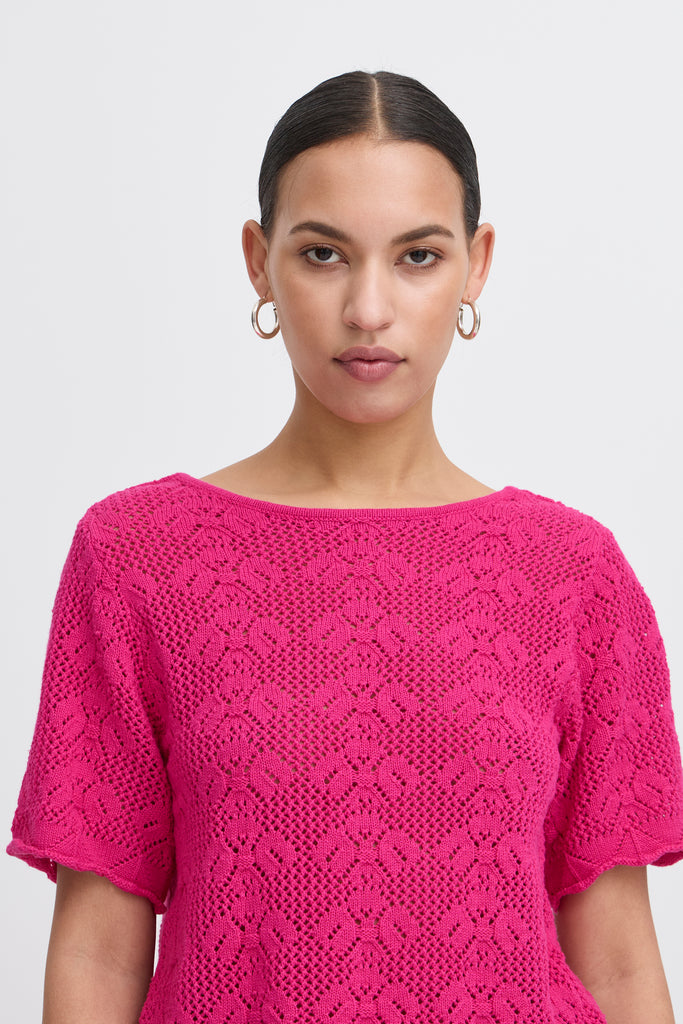 Ichi Arties Cardigan- Bright Rose
