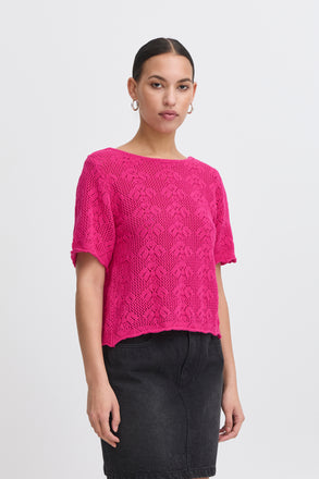 Ichi Arties Cardigan- Bright Rose