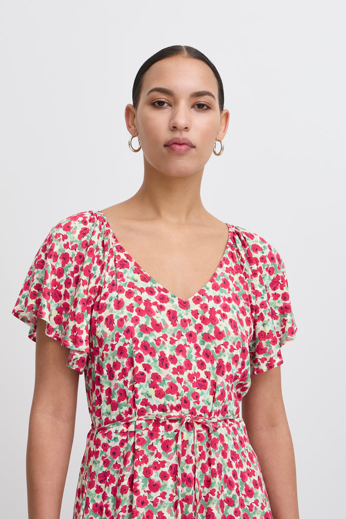 Ichi Haya Dress- Pink Multi Flower