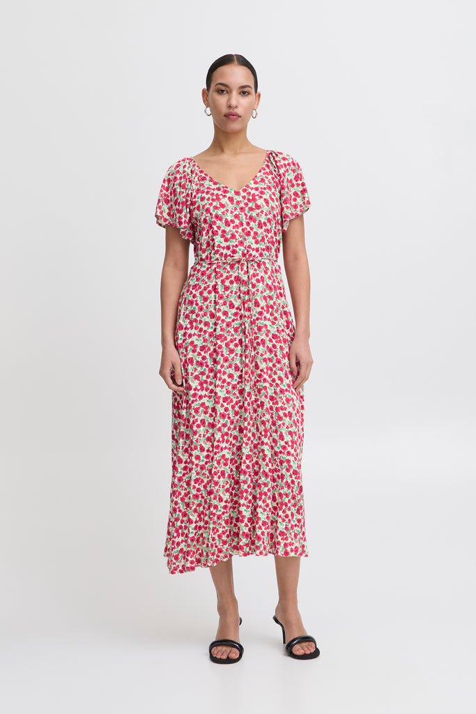 Ichi Haya Dress- Pink Multi Flower