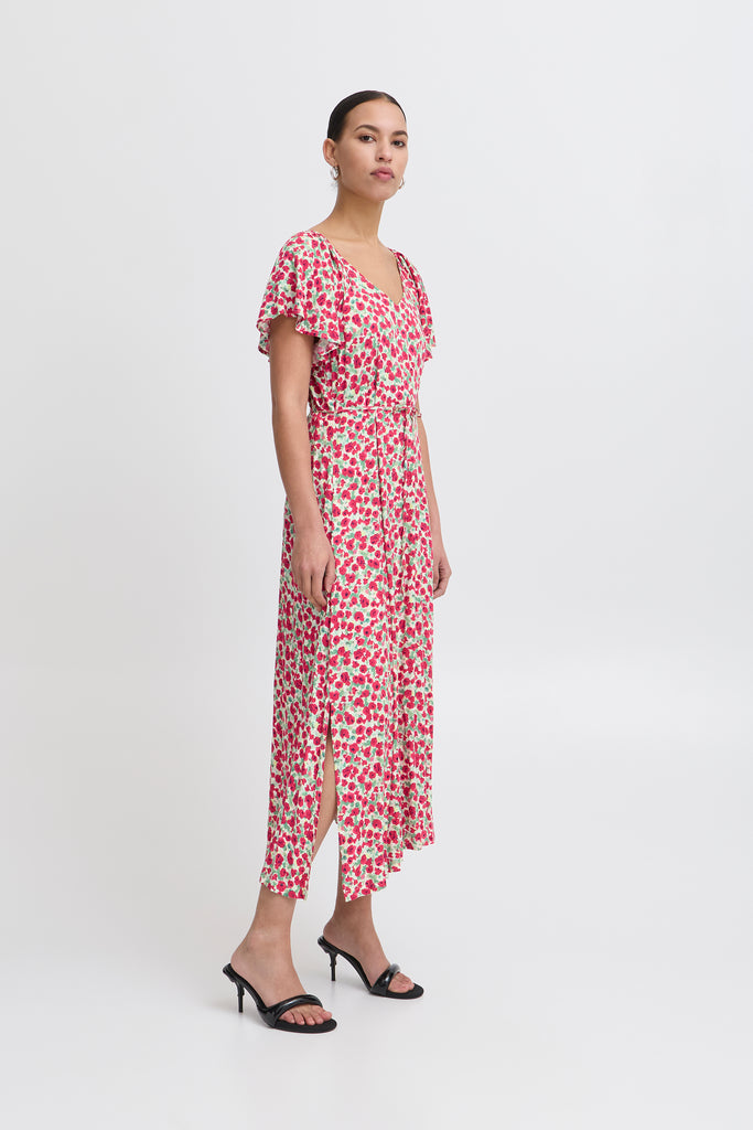 Ichi Haya Dress- Pink Multi Flower