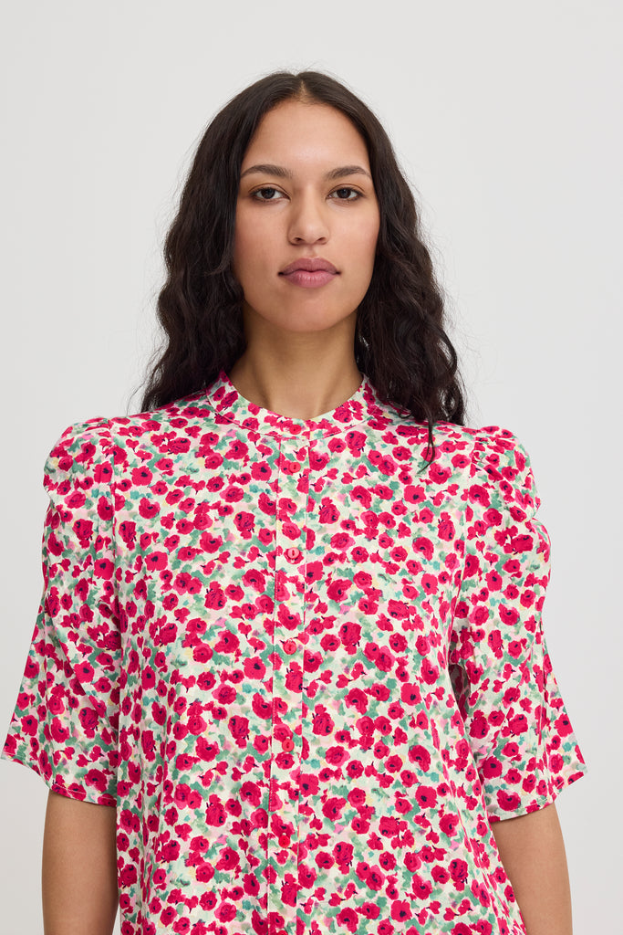 Ichi haya Shirt- Pink Multi Flower