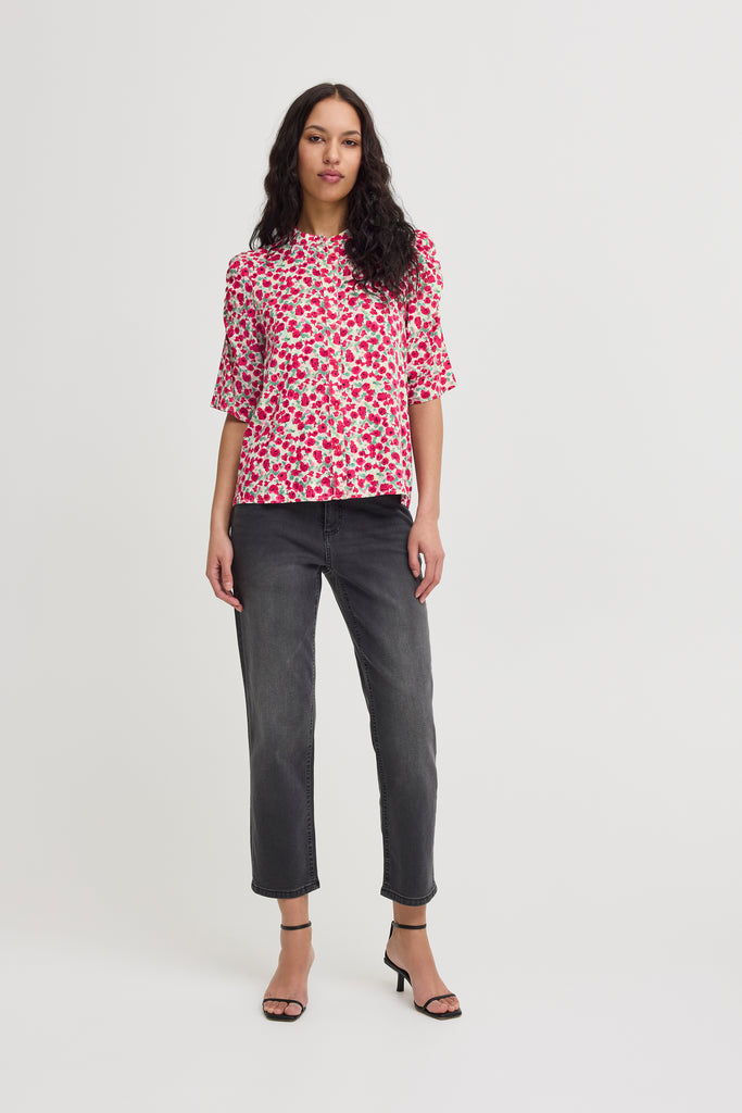 Ichi haya Shirt- Pink Multi Flower