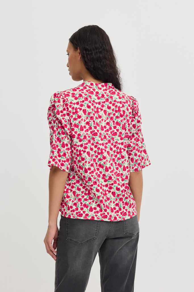 Ichi haya Shirt- Pink Multi Flower
