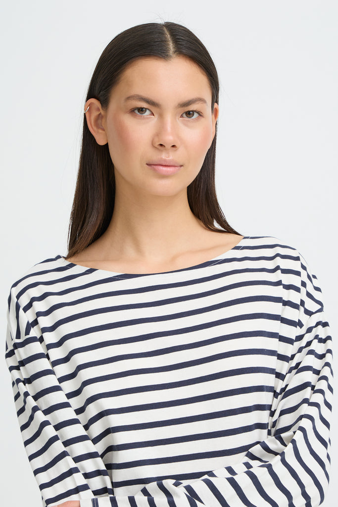 ICHI IHMIRA Boatneck LS2- Total Eclipse/Cloud Dancer