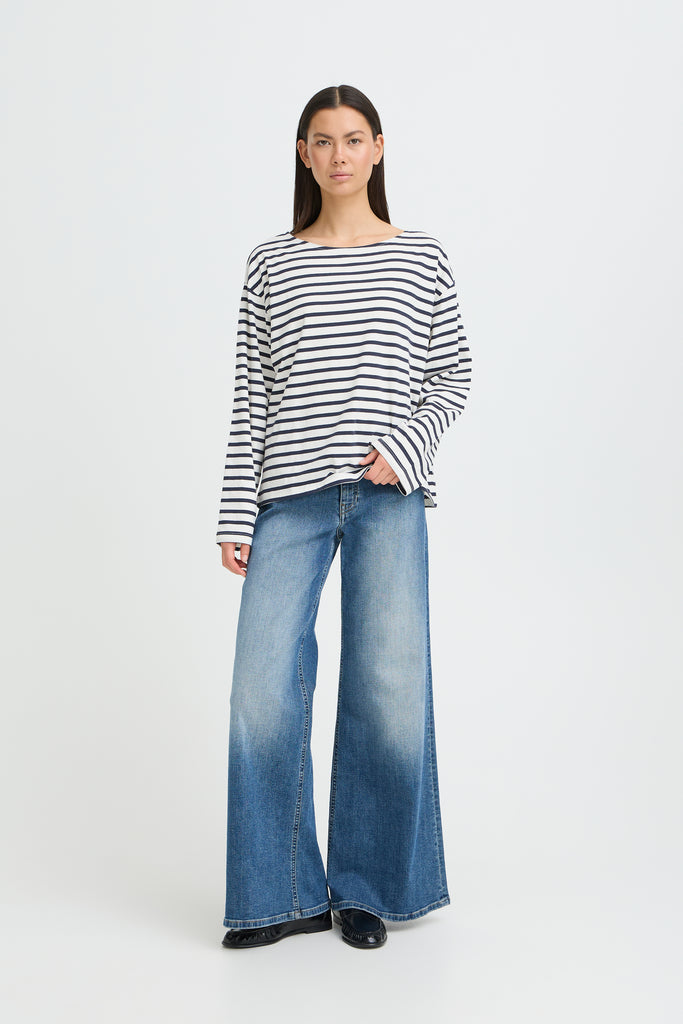 ICHI IHMIRA Boatneck LS2- Total Eclipse/Cloud Dancer