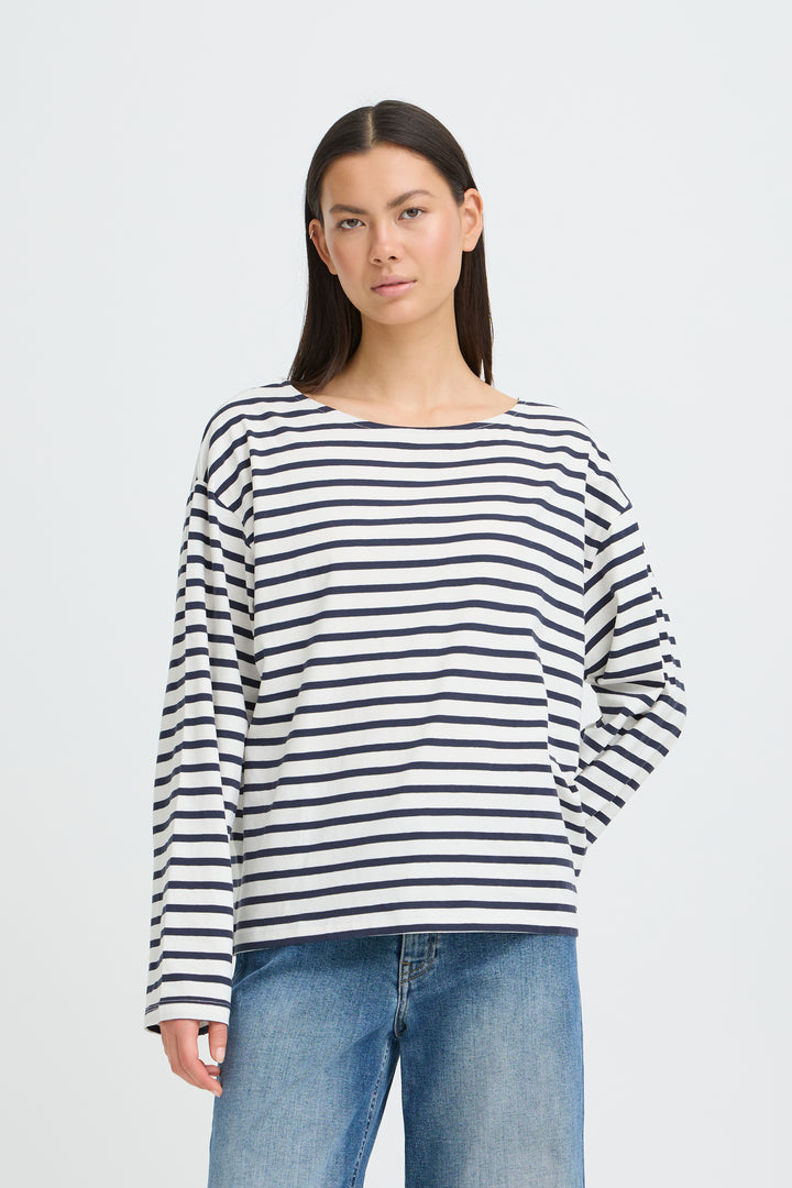 ICHI IHMIRA Boatneck LS2- Total Eclipse/Cloud Dancer