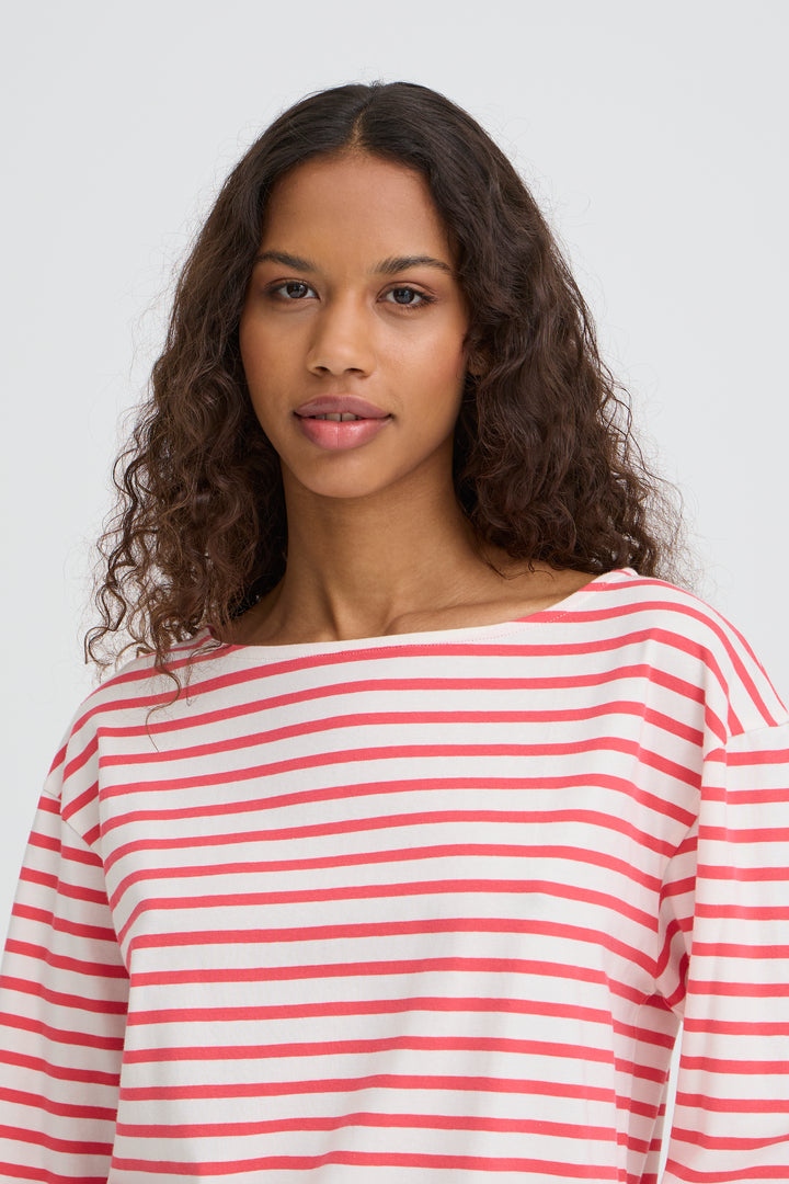 ICHI IHMIRA Boatneck LS2 - Teaberry/Cloud Dancer