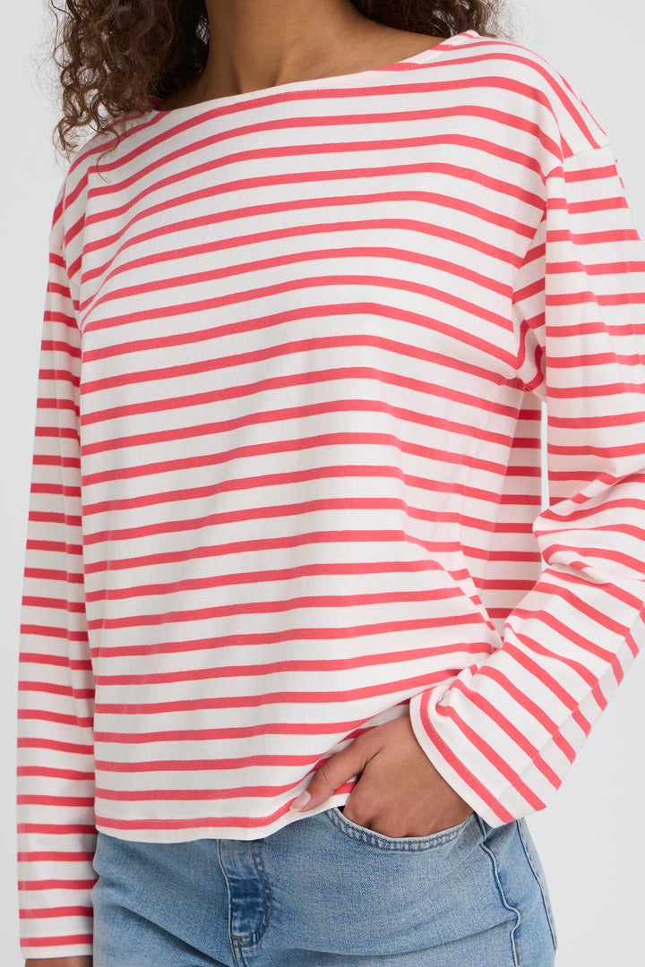 ICHI IHMIRA Boatneck LS2 - Teaberry/Cloud Dancer