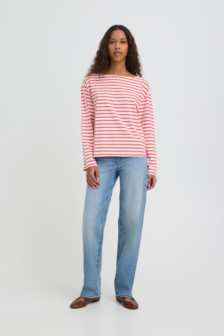 ICHI IHMIRA Boatneck LS2 - Teaberry/Cloud Dancer