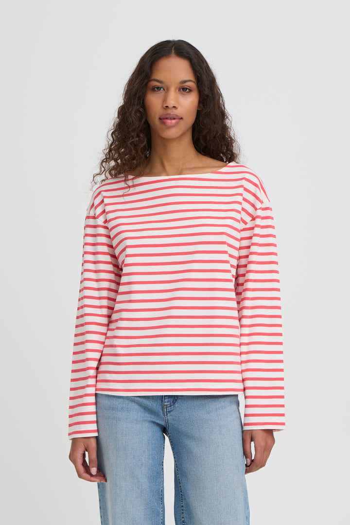 ICHI IHMIRA Boatneck LS2 - Teaberry/Cloud Dancer