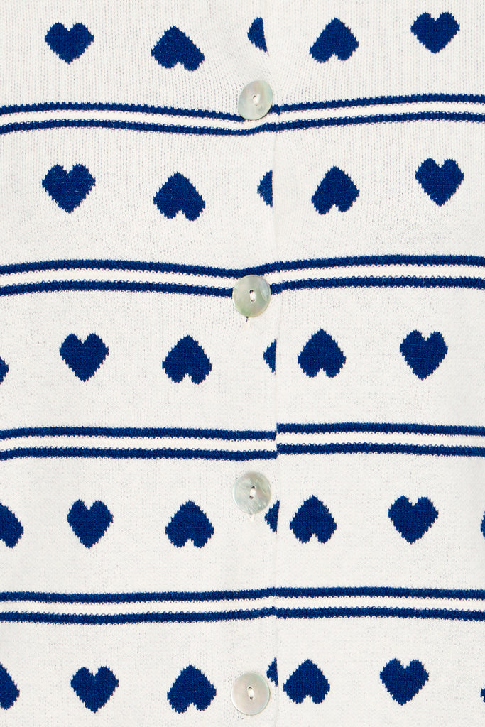 ICHI IHBRIELLE Cardigan - Birch and Blue Heart Print