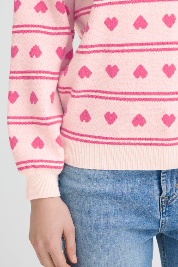 Ichi Brielle pullover- Birch White & Teaberry