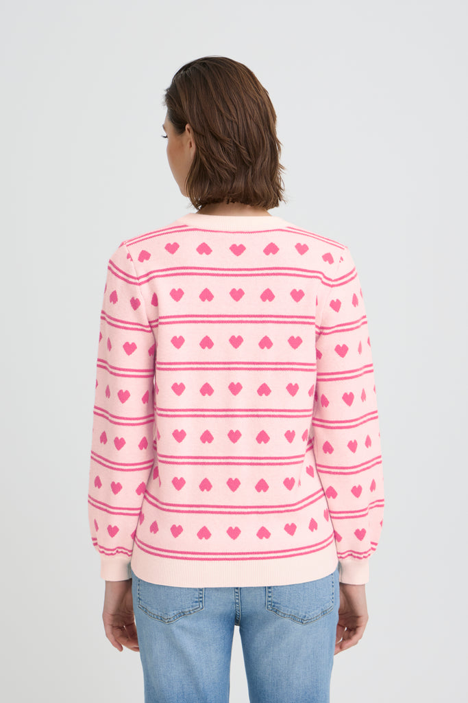 Ichi Brielle pullover- Birch White & Teaberry