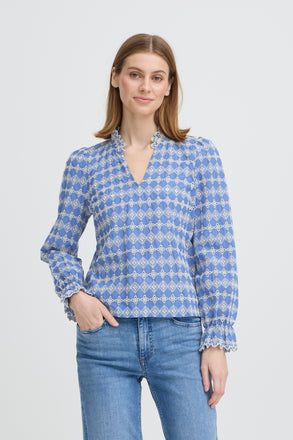 ICHI IHFULIA LS Blouse - Bel Air Blue