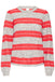 ICHI IHDUSTY Long Sleeved Pullover- Grey Melange with Teaberry Stripes