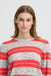 ICHI IHDUSTY Long Sleeved Pullover- Grey Melange with Teaberry Stripes