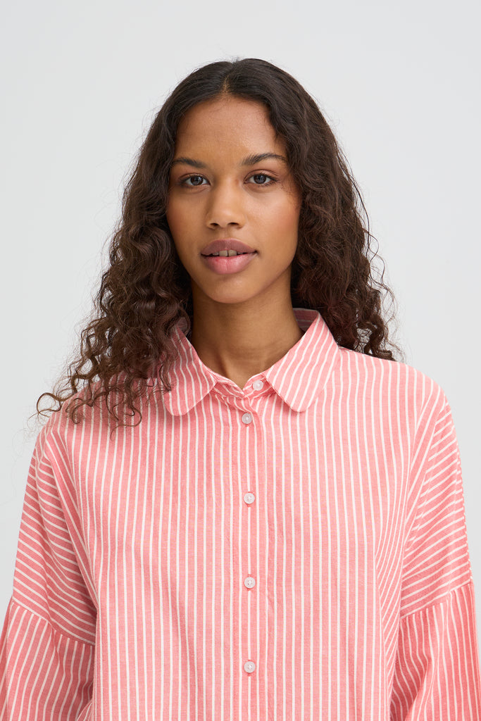 ICHI IHGILEY Shirt- Birch/ Pink Stripe