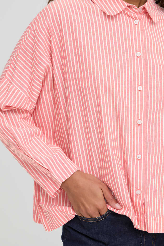 ICHI IHGILEY Shirt- Birch/ Pink Stripe