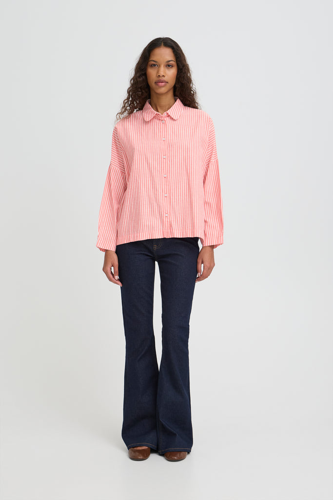 ICHI IHGILEY Shirt- Birch/ Pink Stripe