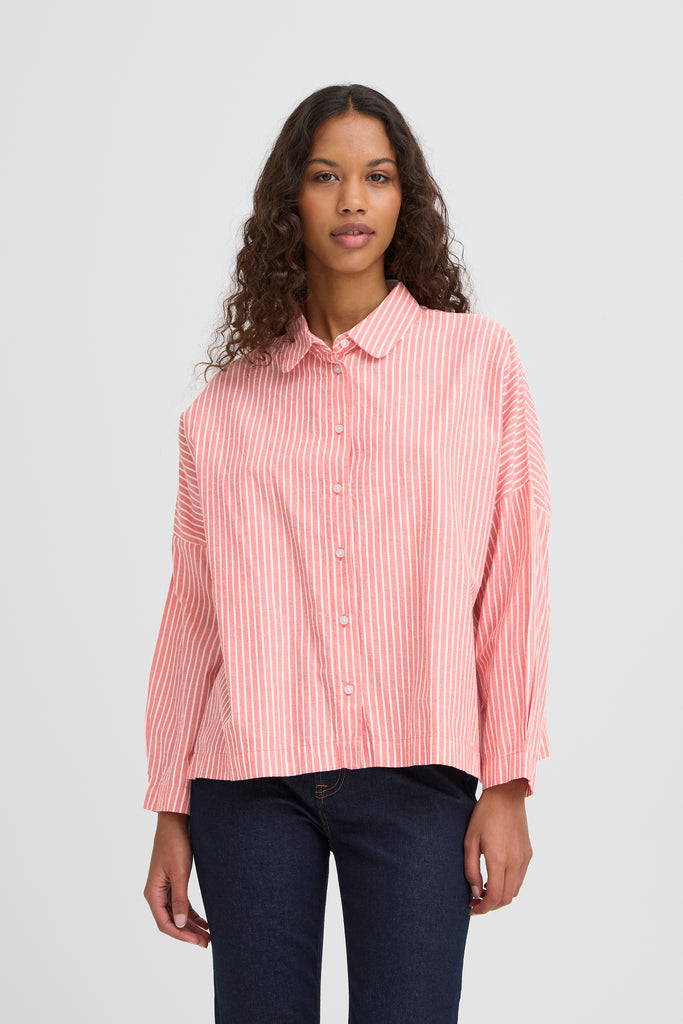 ICHI IHGILEY Shirt- Birch/ Pink Stripe
