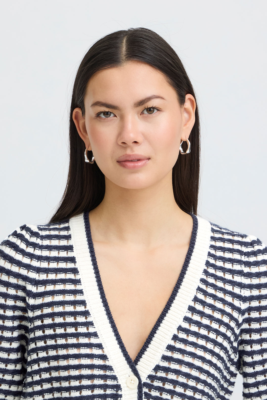 ICHI IHARDINA Cardigan - Birch With Total Eclipse