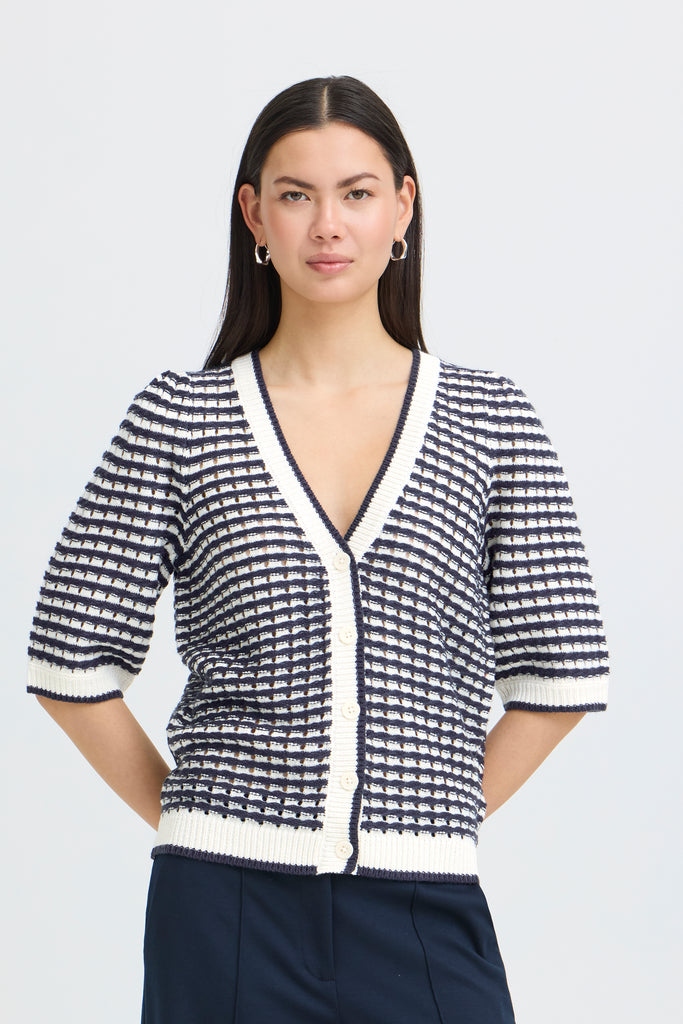 ICHI IHARDINA Cardigan - Birch With Total Eclipse