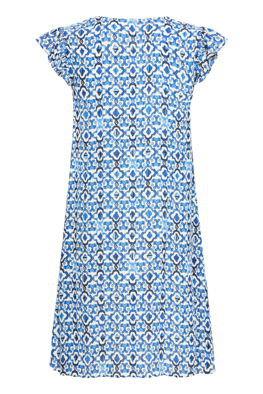 ICHI Marrakech Short Dress- Sodalite Blue Ikat