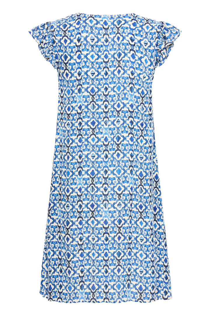ICHI Marrakech Short Dress- Sodalite Blue Ikat