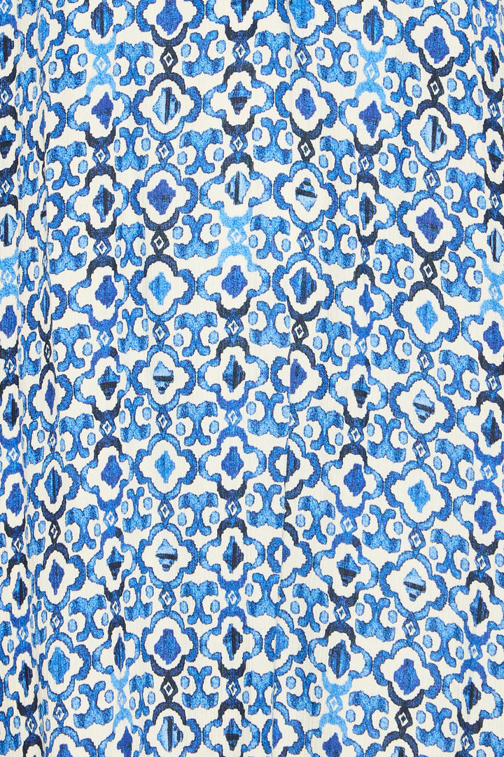 ICHI Marrakech Short Dress- Sodalite Blue Ikat