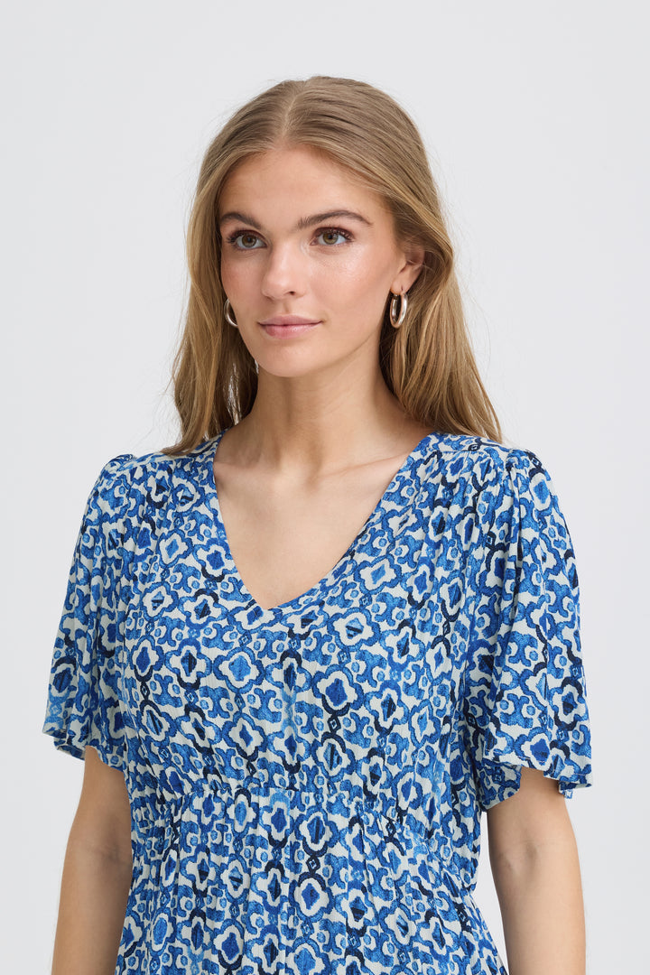 ICHI IMMARAKECH Long Dress- Sodalite Blue Ikat