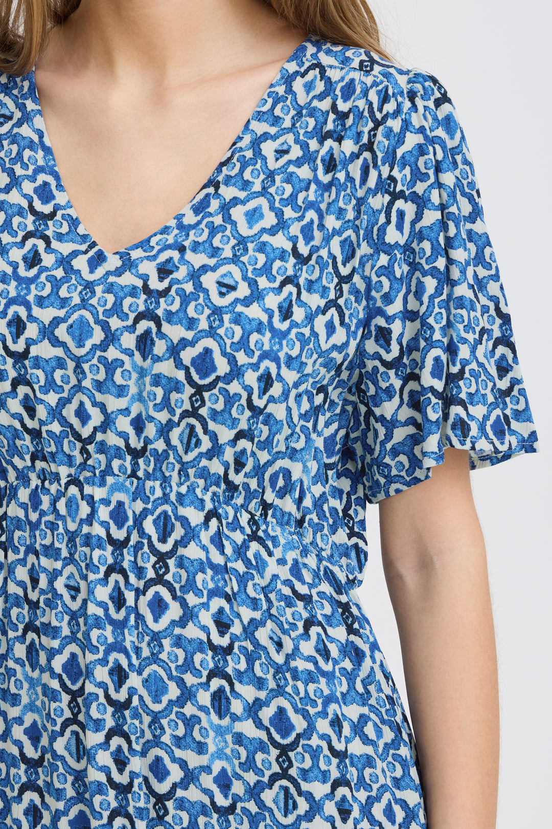 ICHI IMMARAKECH Long Dress- Sodalite Blue Ikat