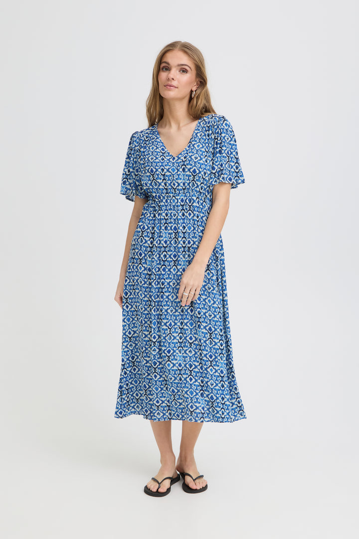 ICHI IMMARAKECH Long Dress- Sodalite Blue Ikat